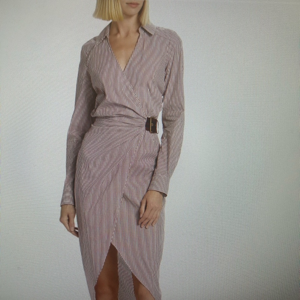 The red/ white midi shirt dress